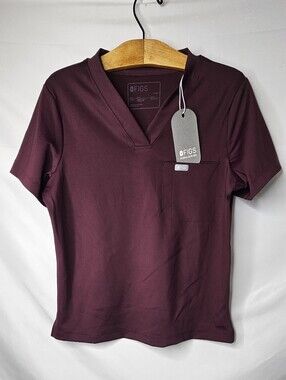 FIGS Women's Sona FORMx Slim V-Neck Short Sleeve Scrub Top MS7 Burgundy Large